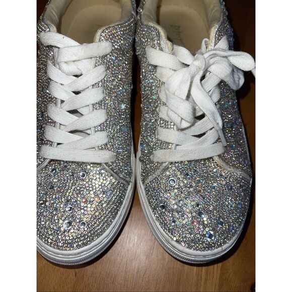 Betsey Johnson Sidny Silver Glitter Sneakers Women's Size 8 - Picture 5 of 11